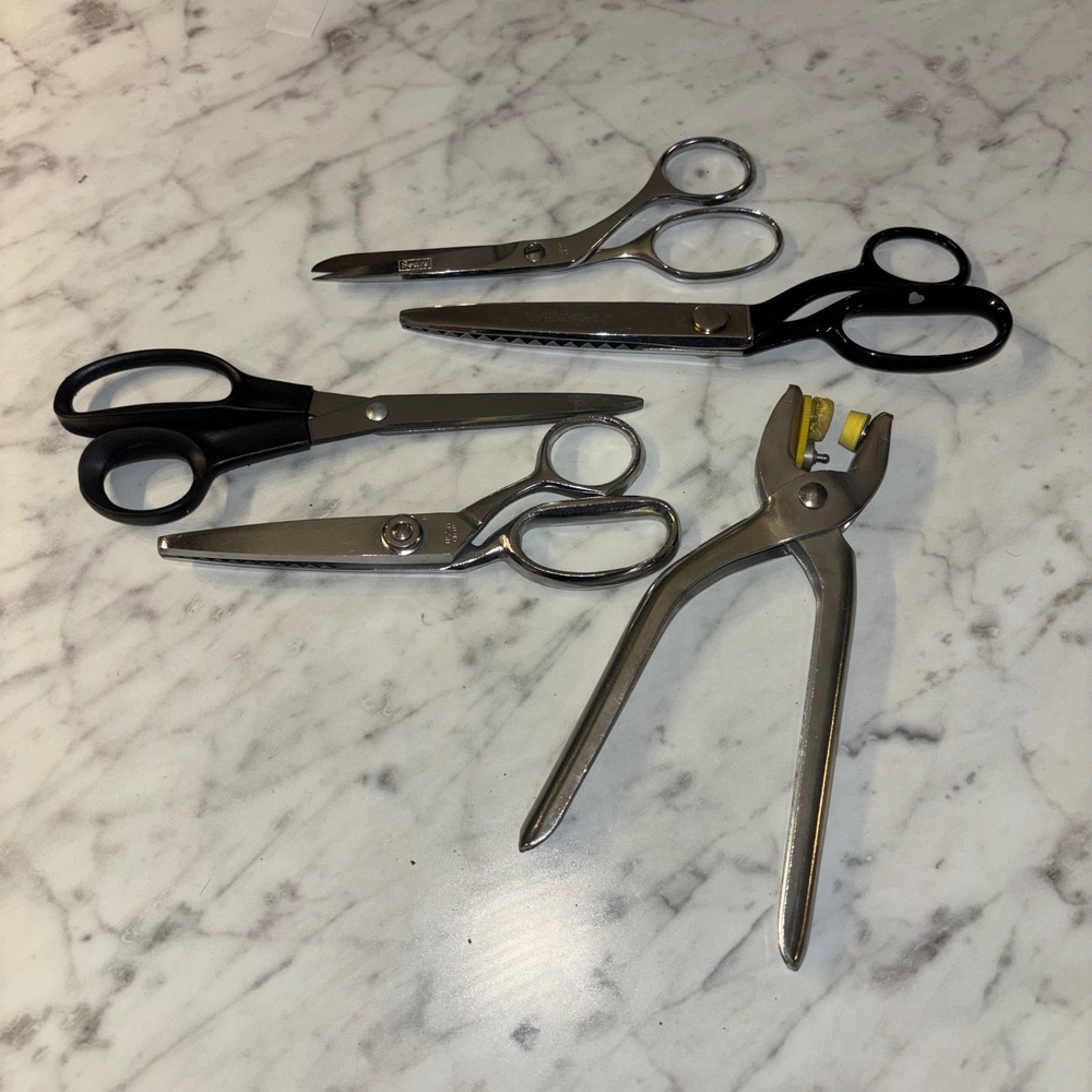 Vintage Wiss Pinking Shears Sears Fabric Scissors Snap Plier Tool Sewing Lot 5pc